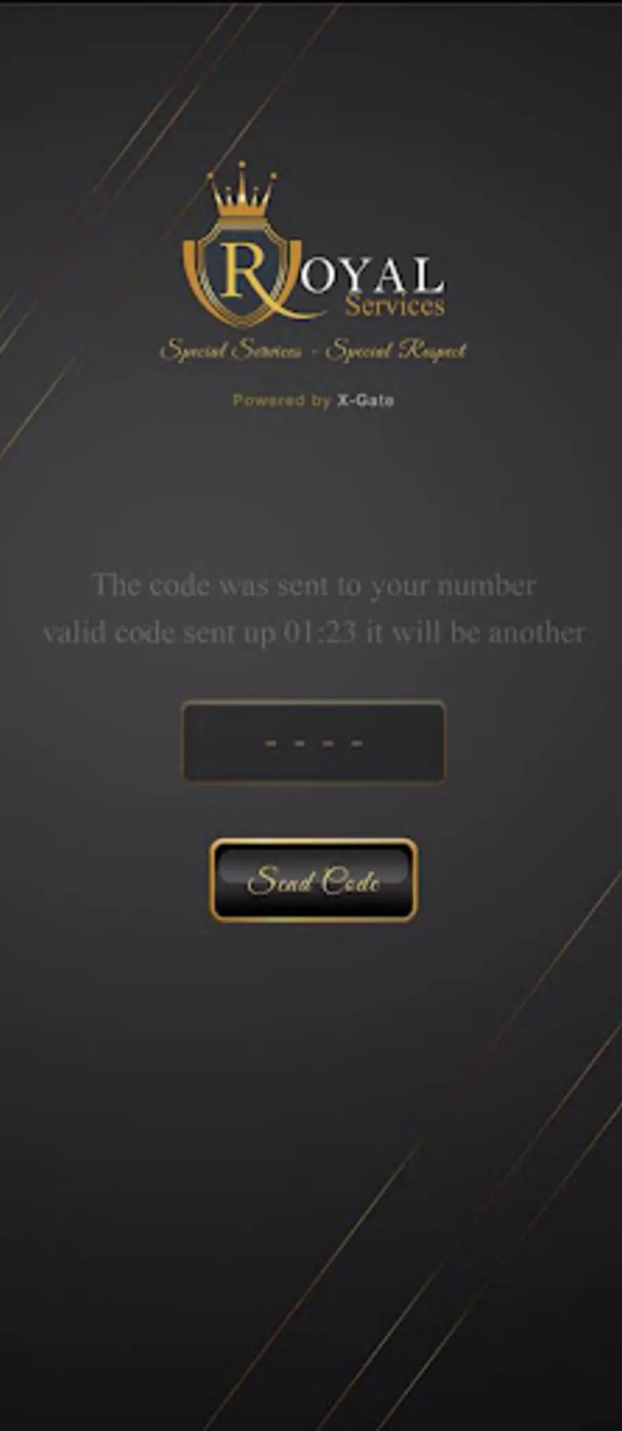 Royal Services, powered by X-Gate: sign in with a one-time code